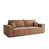 SOFA MIT SCHLAFFUNKTION Milos Hellbraun Chenille-Stoff - Hellbraun/Schwarz, Holz/Holzwerkstoff (255/70/105cm) - Maison de Reve