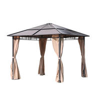 PAVILLON Kiel Alu/Stahl Grau Polyester Gartenpavillon Gartenlaube - Grau, Kunststoff (295/275/295cm) - DELUKE