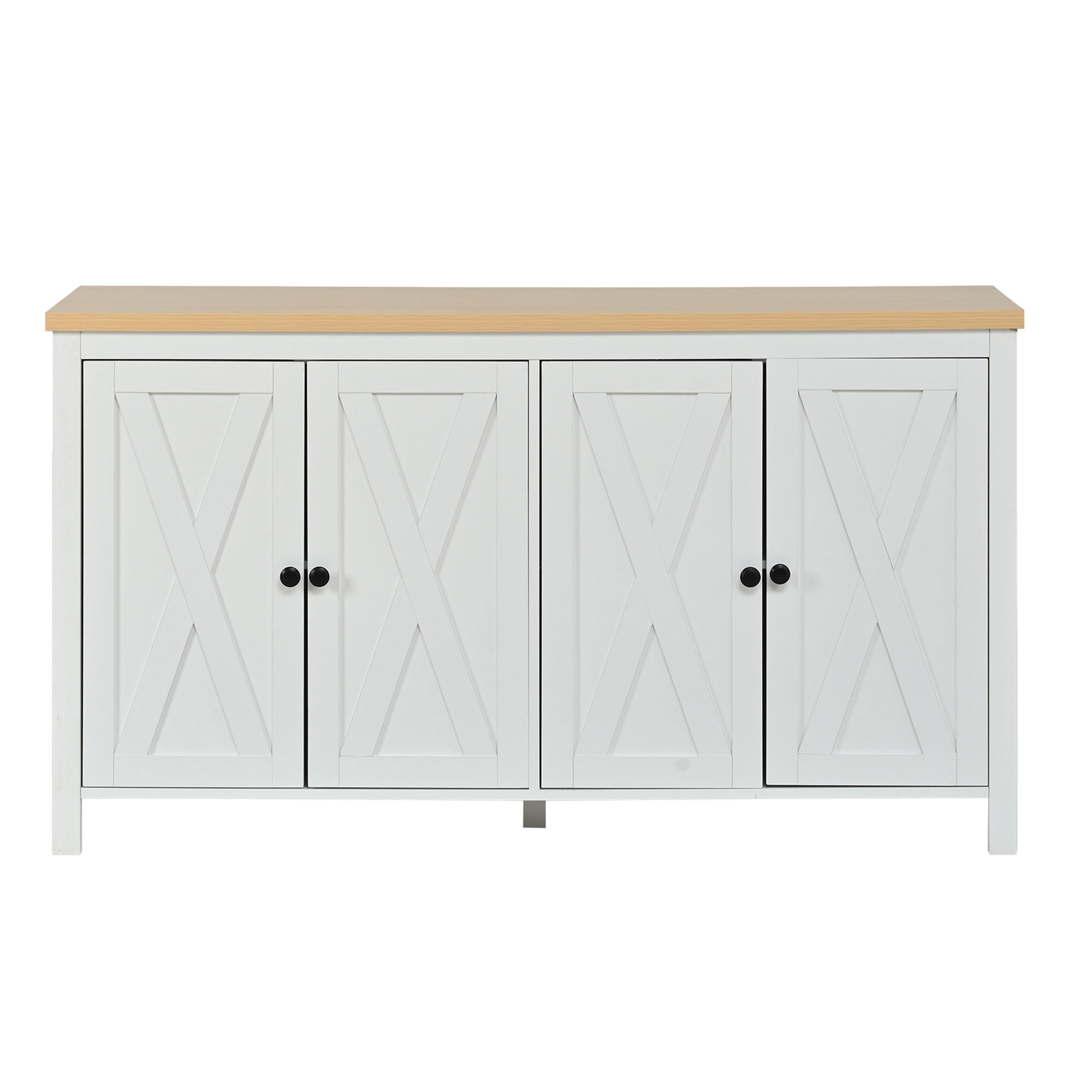 Urban Meuble PŘÍBORNÍK Bílý se 4 dvířky, 140 × 40 × 78 cm
