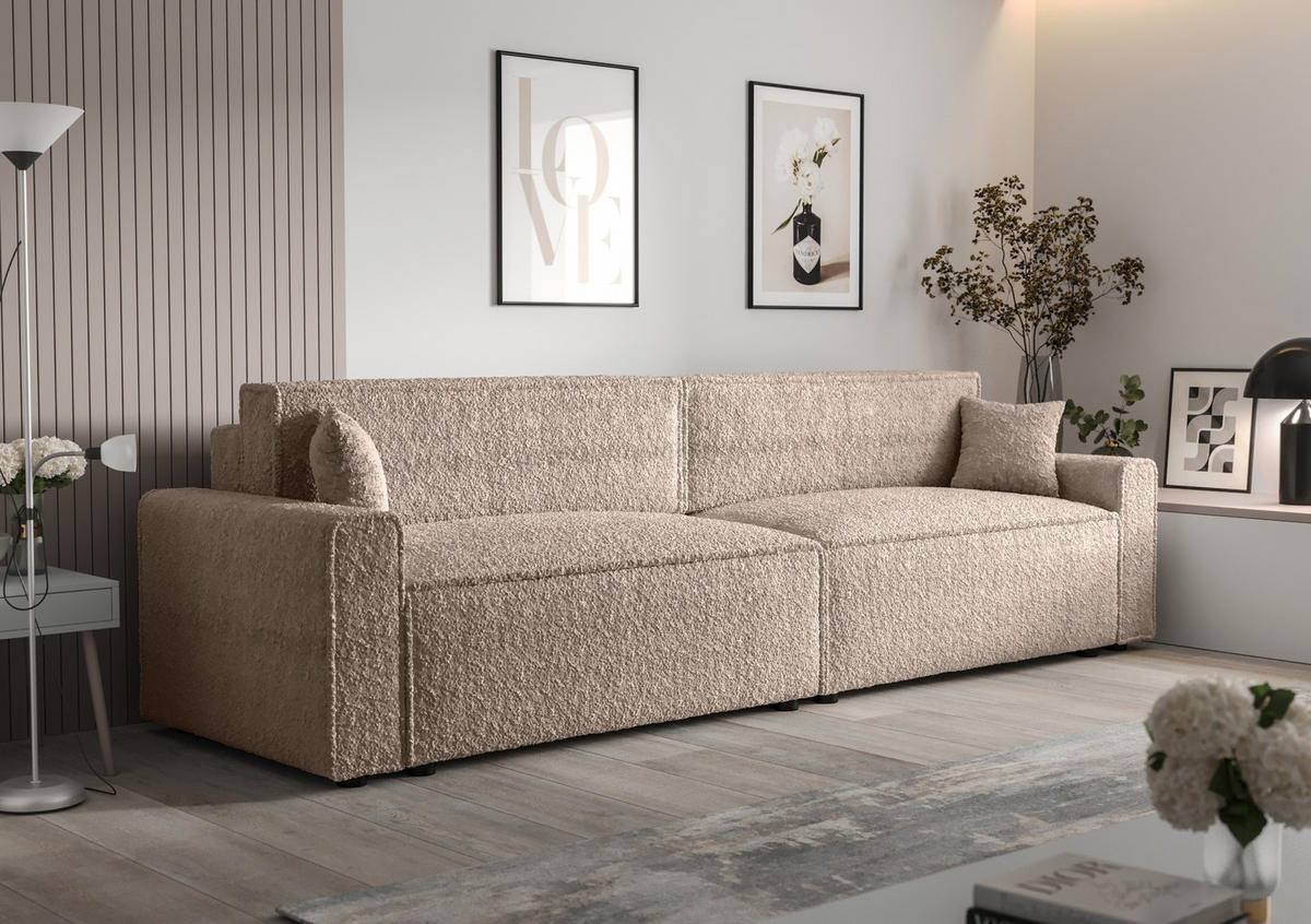 DOPPELSOFA Mira mit Schlaffunktion - Beige, Textil (292/90/85cm) - SIMKAM Furniture