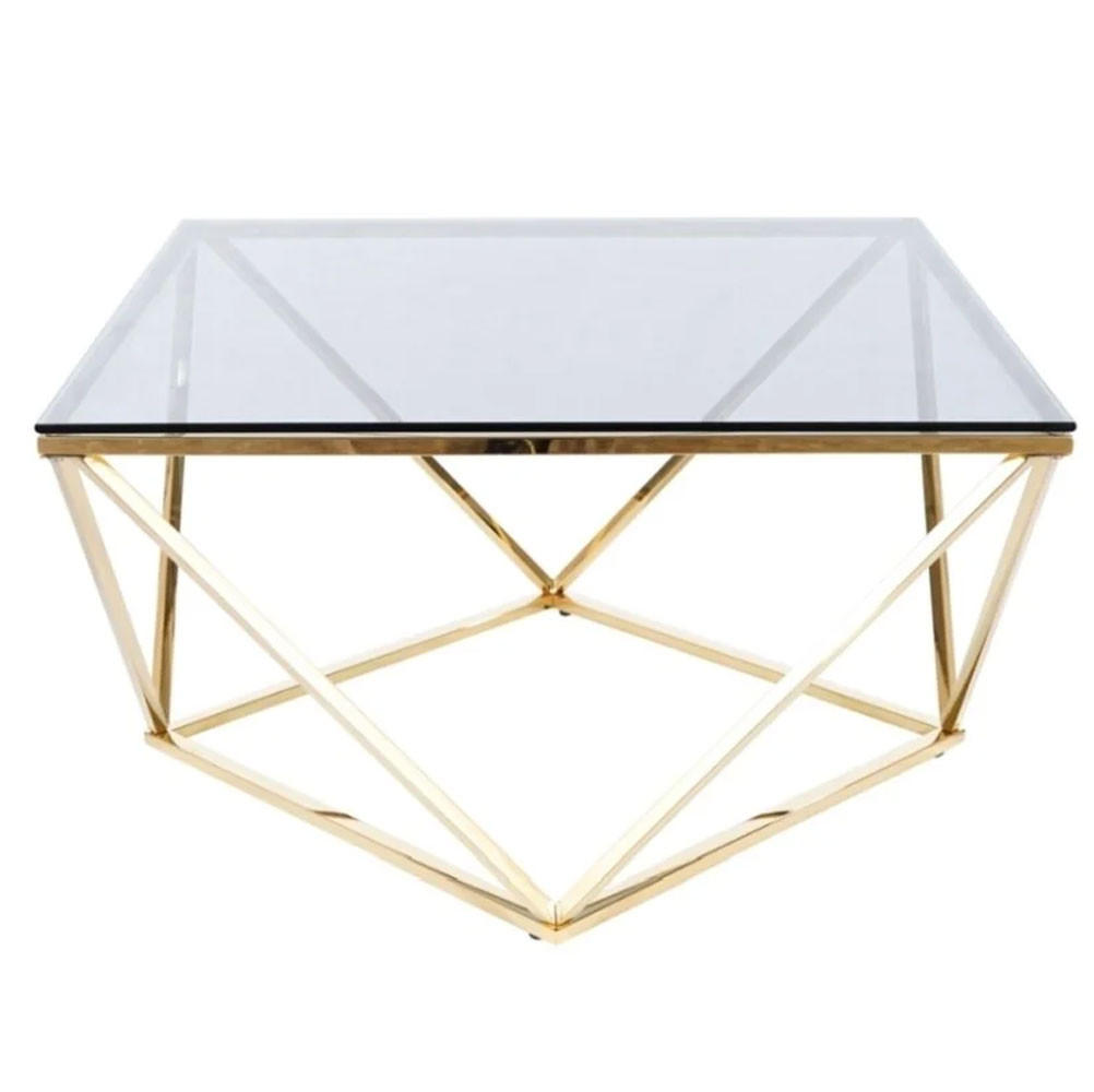 COUCHTISCH Silver Gold 80 / 80 / 45cm - Goldfarben, Glas/Holz (80/80/45cm) - Feldmann-Wohnen