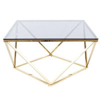 COUCHTISCH Silver Gold 80 / 80 / 45cm - Goldfarben, Glas/Holz (80/80/45cm) - Feldmann-Wohnen