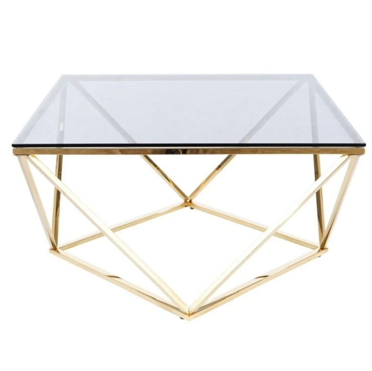 COUCHTISCH Silver Gold 80 / 80 / 45cm - Goldfarben, Glas/Holz (80/80/45cm) - Feldmann-Wohnen