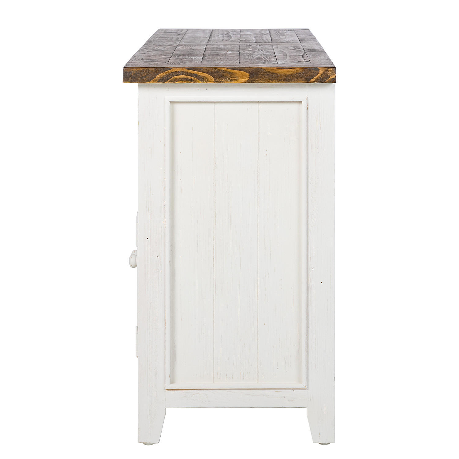 SIDEBOARD - Kiefer massiv - Weiß/Kieferfarben, Holz (180/80/45cm) - home24