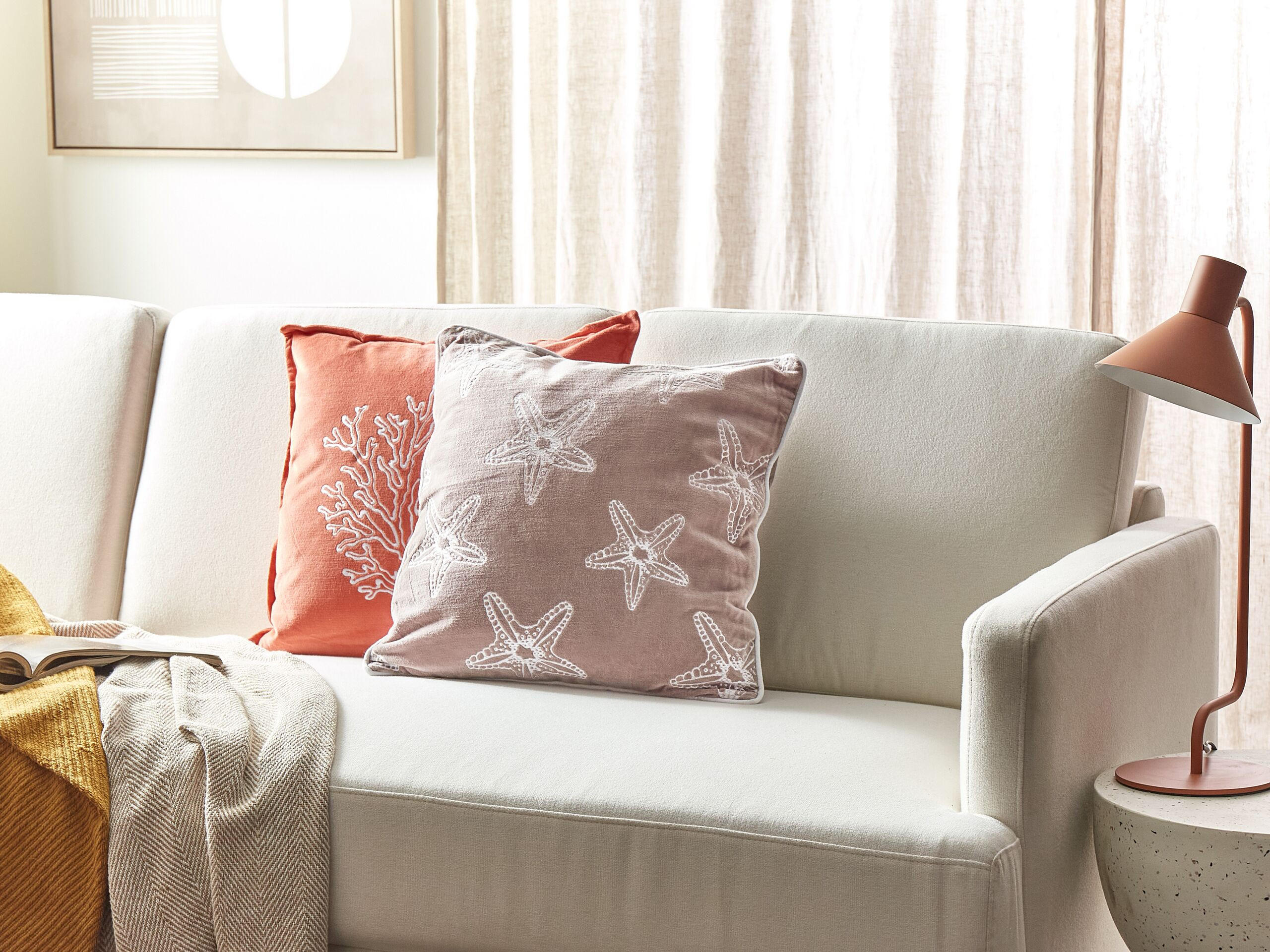 DEKOKISSEN Rosa 45/45 cm Ceramium - Pink/Weiß, Textil (45/45/10cm) - Beliani
