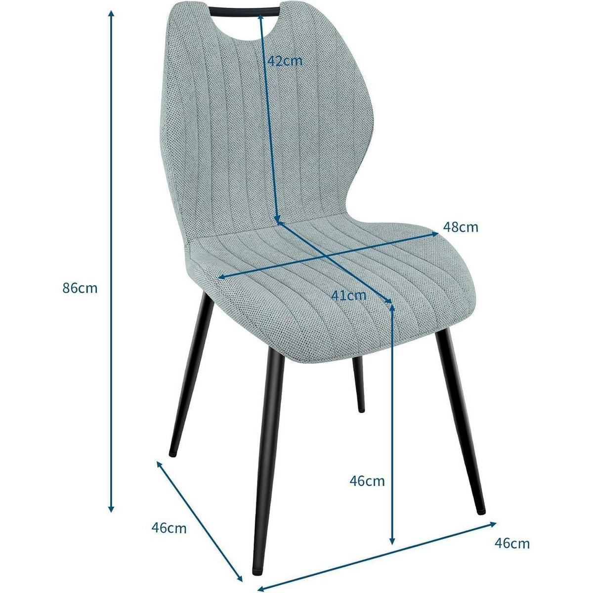 ESSZIMMERSTÜHLE 4er Set Stoff Hellgrau - Grau, Textil (44/88/41cm)