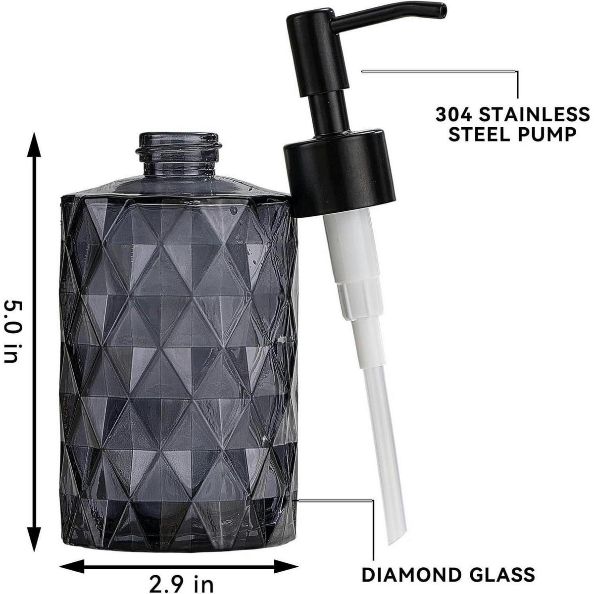 SEIFENSPENDER 2er-Set Glas Schwarz 340 ml - Schwarz, Glas (7.4/12.7/17cm)