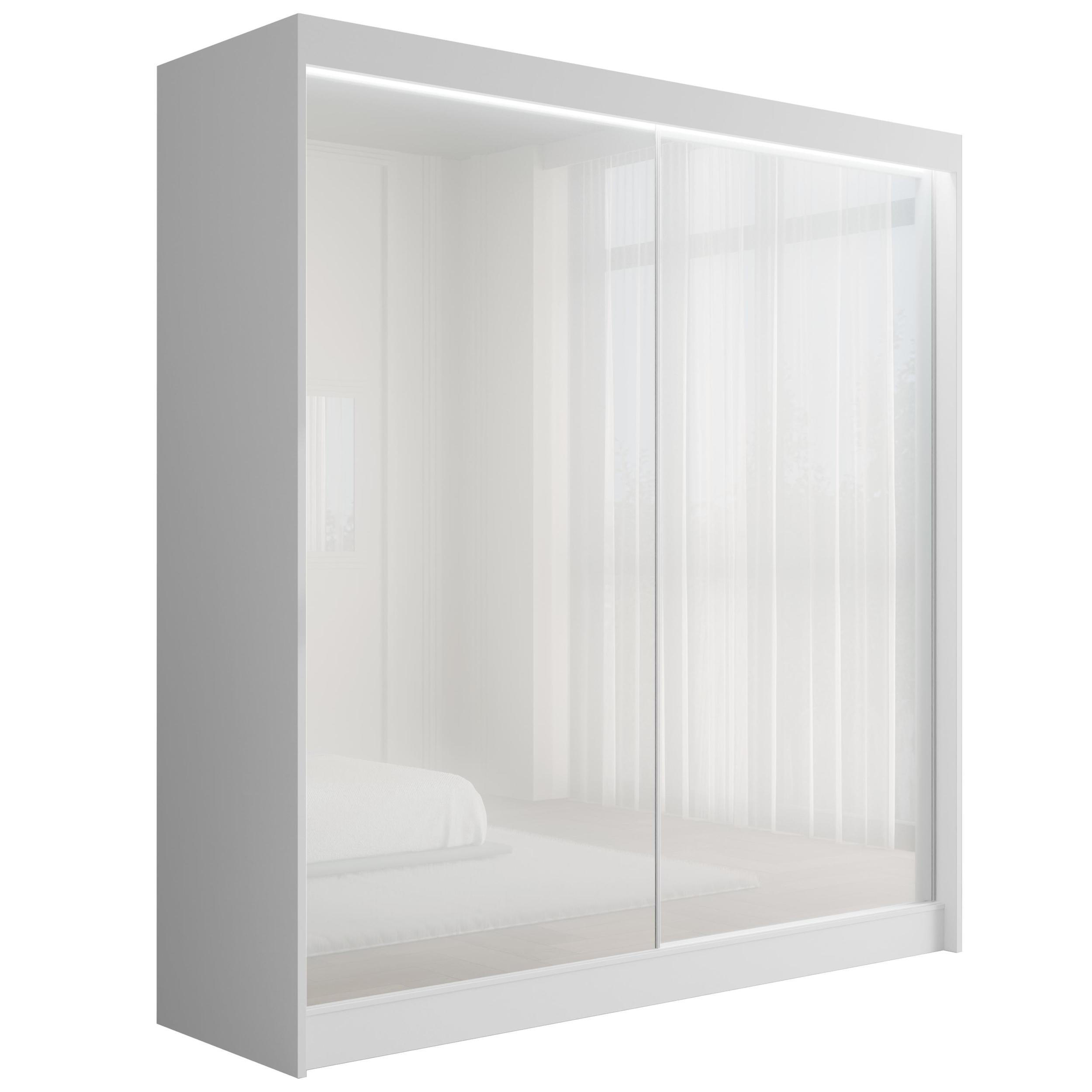 KLEIDERSCHRANK PEKA mit LED - 200 cm - Weiß - Weiß, Holzwerkstoff (200/215/61cm) - ALTDECOR
