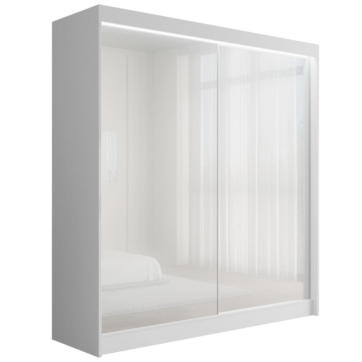 KLEIDERSCHRANK PEKA mit LED - 200 cm - Weiß - Weiß, Holzwerkstoff (200/215/61cm) - ALTDECOR