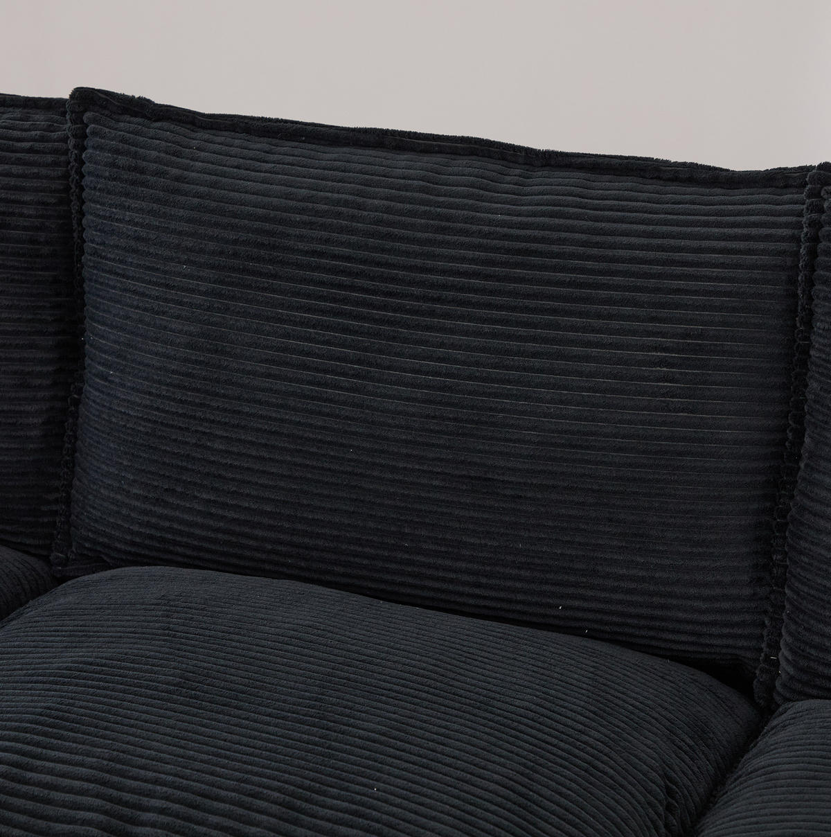 SOFA modular 3-Sitzer mit Hocker USB-C Cord Schwarz - Schwarz, Textil (260/132cm) - IVMEU