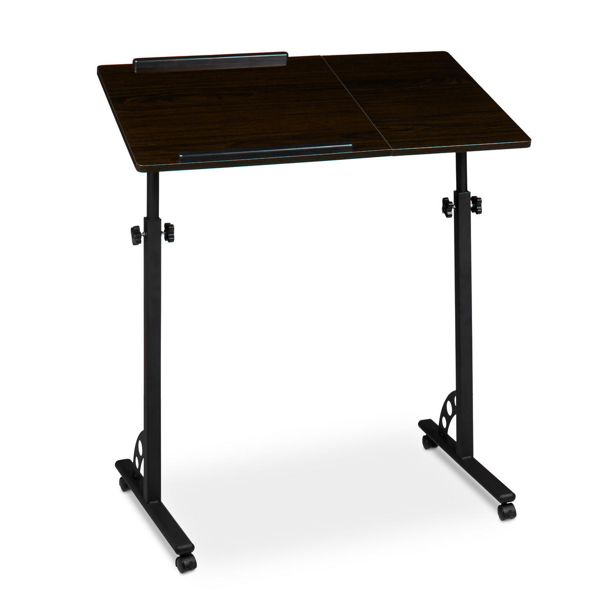 STOLIĆ Crni podesiv po visini - crna, drvni materijal/metal (50/80/110cm) - Relaxdays