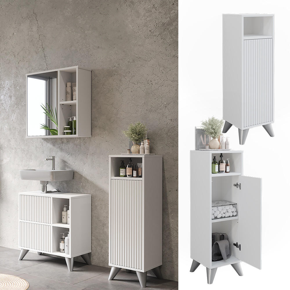 MIDISCHRANK Leano Weiß 30 x 97 cm mit Tür - Weiß, Holzwerkstoff (30/97/30cm) - Vicco