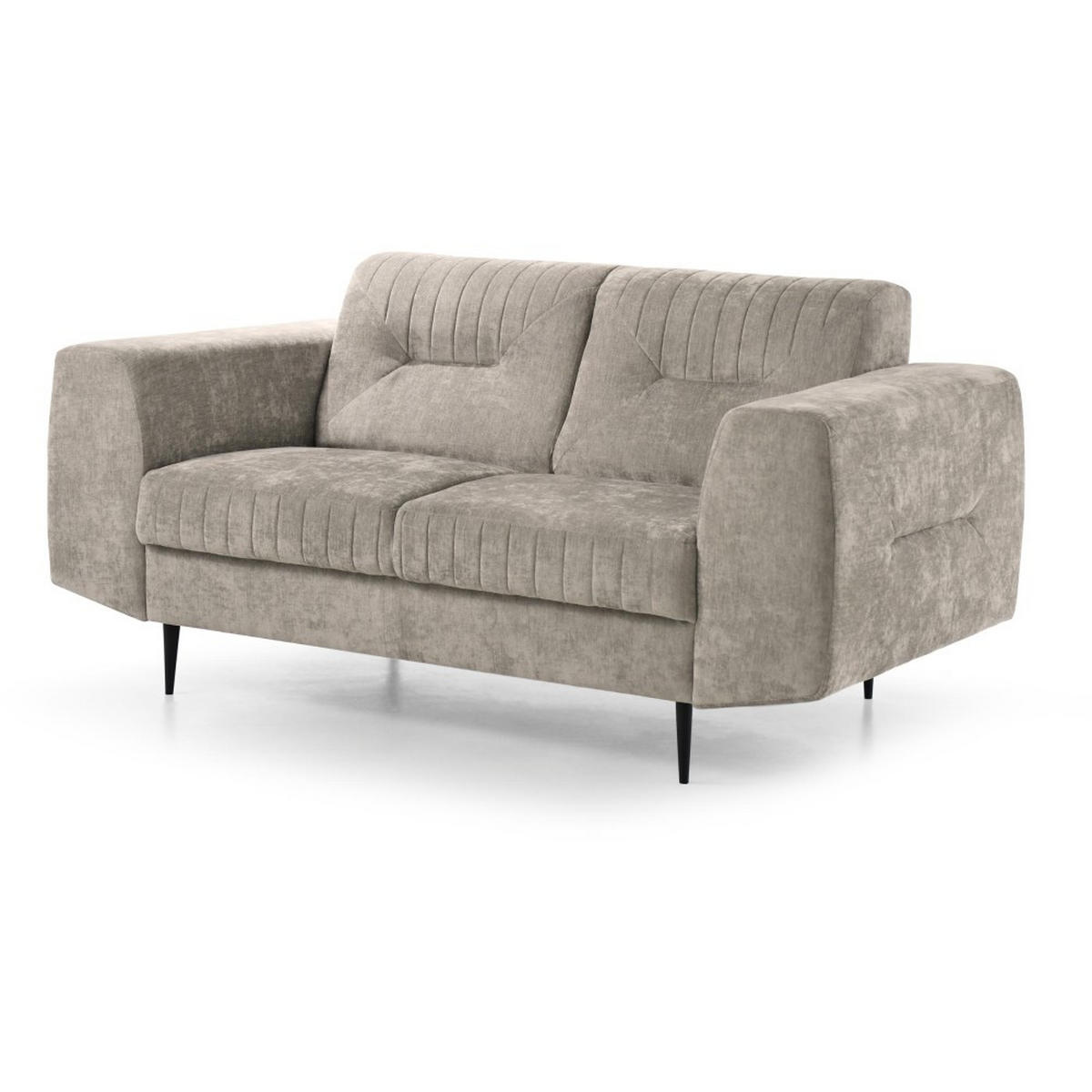 SOFA Venezia 2-Sitzer mit Metallbeinen, beige, 233 cm - Beige/Schwarz, Holzwerkstoff/Metall (172/85/94cm) - Beautysofa