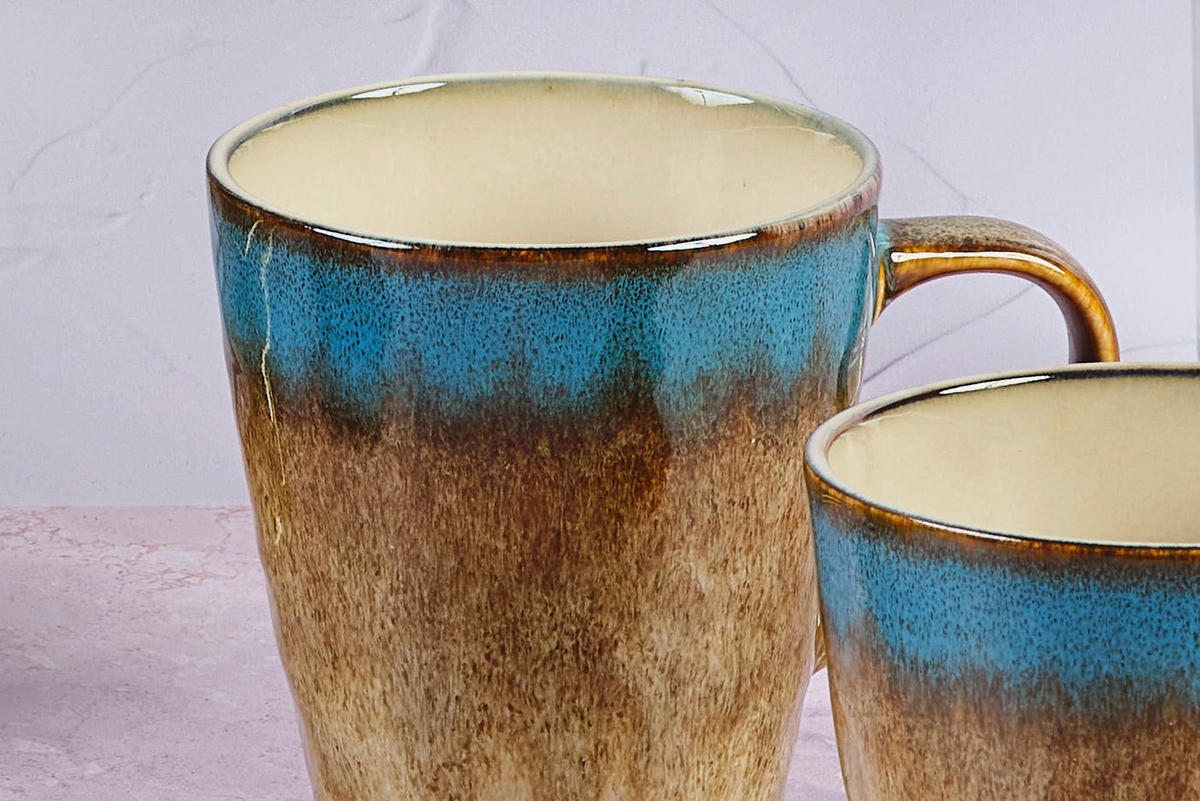 BECHER Island 400ml - 6er-Set - Land & Meer - Braun, Keramik (0.4L) - Björn