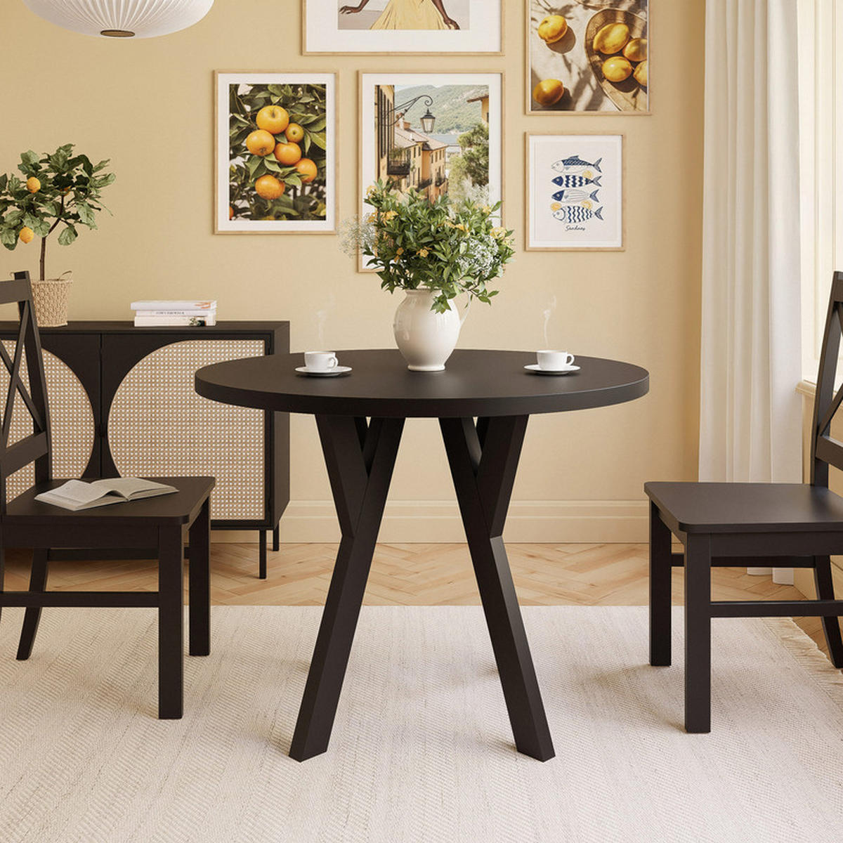 ESSTISCH YARA 100/76,5 cm Schwarz - Schwarz, Holzwerkstoff (100/100/76.5cm) - Idohome