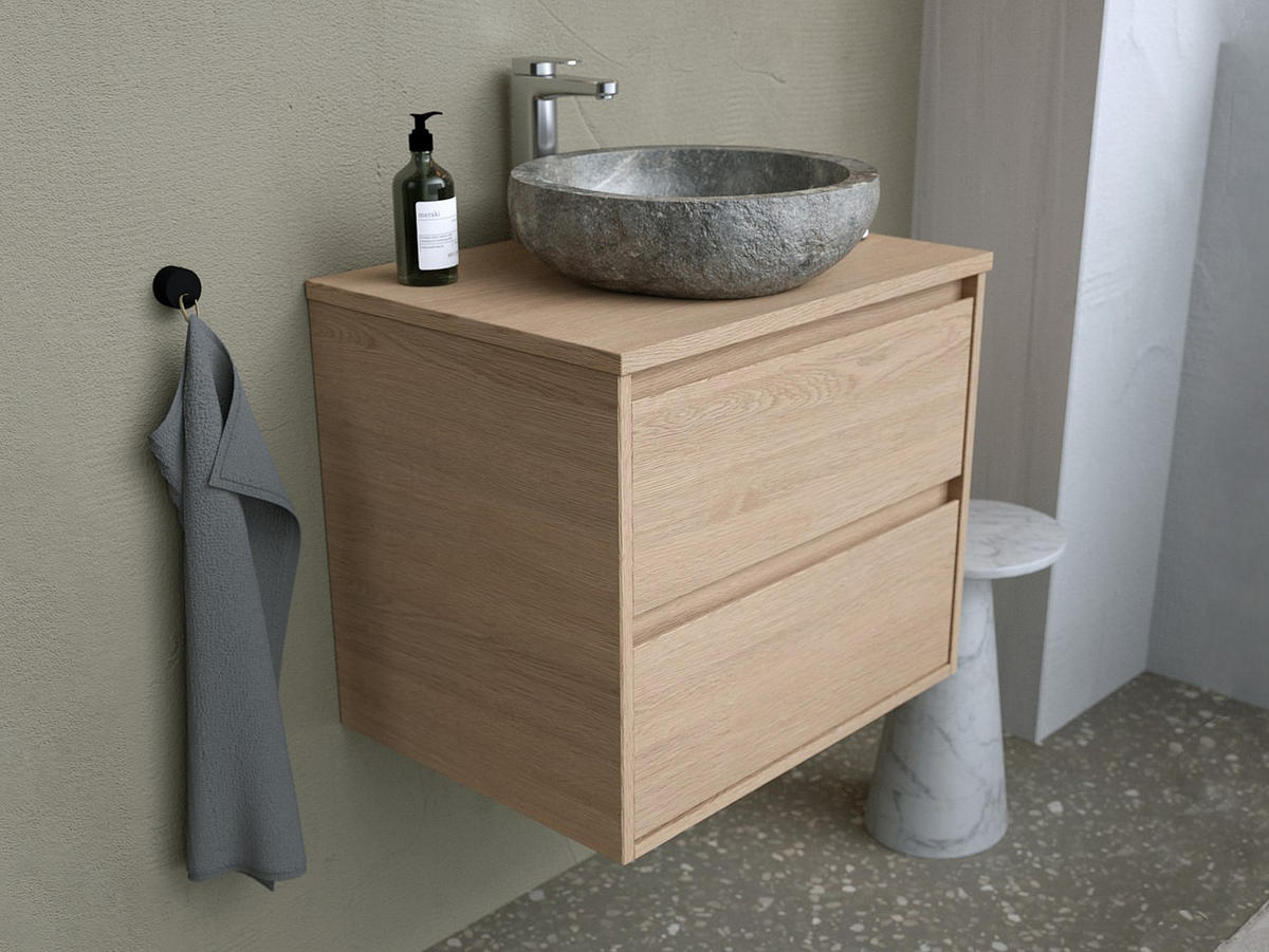 EINZELWASCHTISCH - 60 cm x 45 cm - holz - naturfarben hell Milipam - Naturfarben, Holz/Holzwerkstoff (60/50/45cm) - Vente-Unique