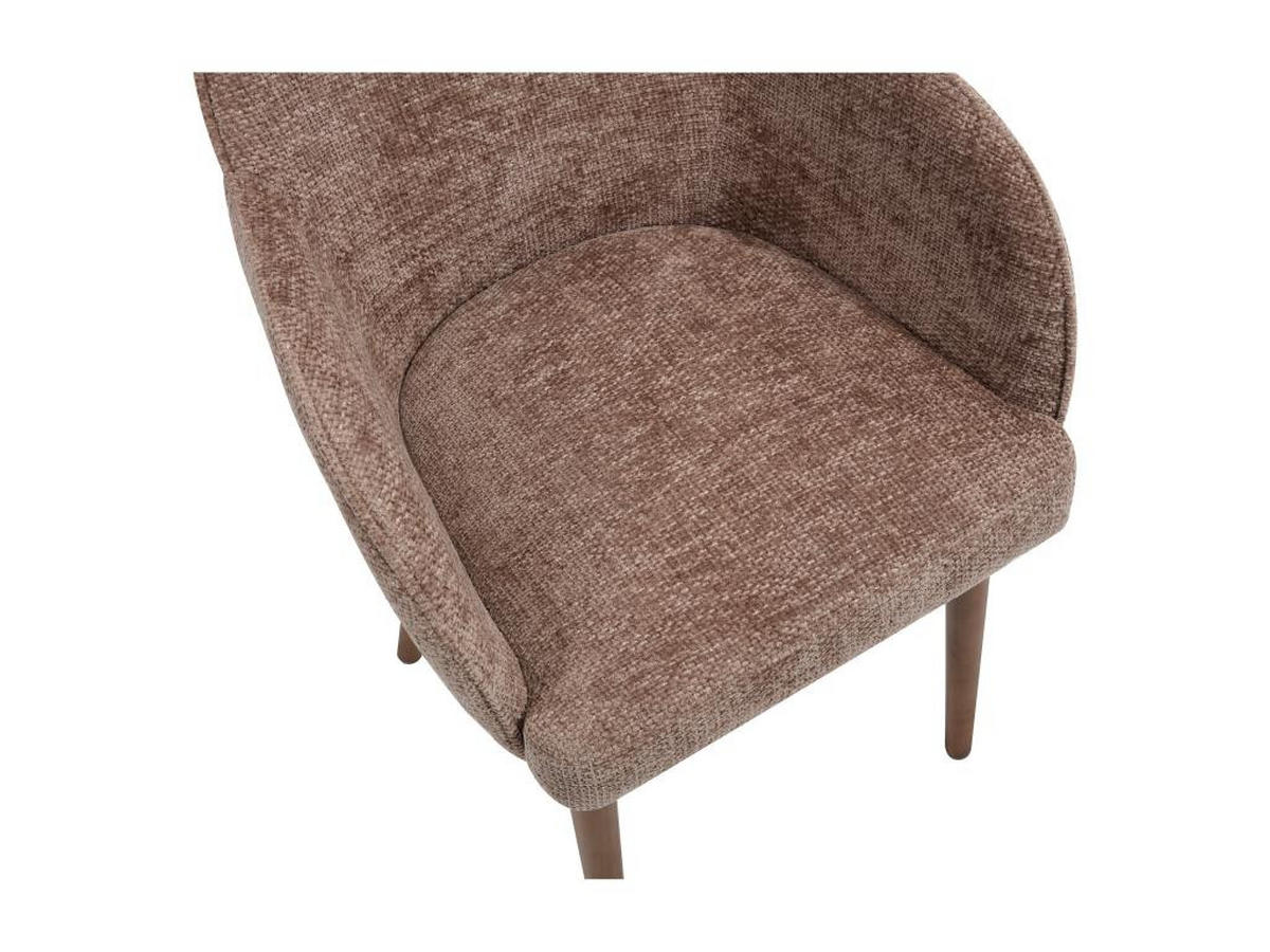 STUHL mit Armlehnen 6er-Set - Strukturstoff & Kautschukholz - Taupe - MODINIA - Braun, Textil (60/84/58cm) - Vente-Unique