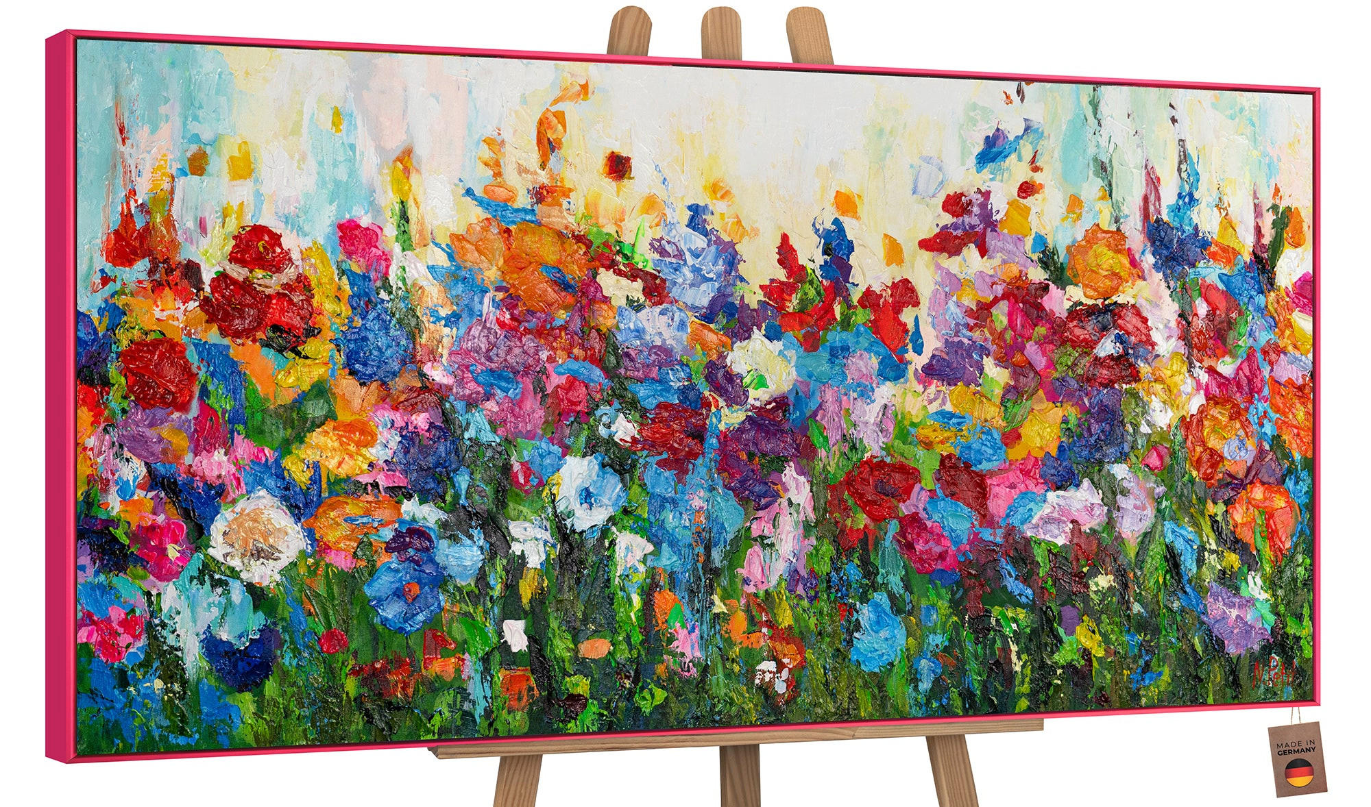 GEMÄLDE Blumige Farben Schattenfugenrahmen Pink 100x50 cm - Pink, Holz (100/50cm) - YS-art gallery