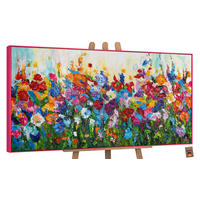 GEMÄLDE Blumige Farben Schattenfugenrahmen Pink 100x50 cm - Pink, Holz (100/50cm) - YS-art gallery