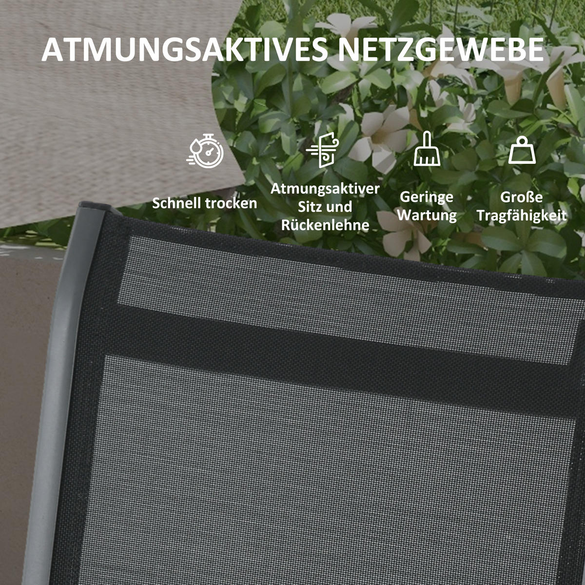SITZGRUPPE, Schwarz, Aluminium - Schwarz, Metall - Outsunny