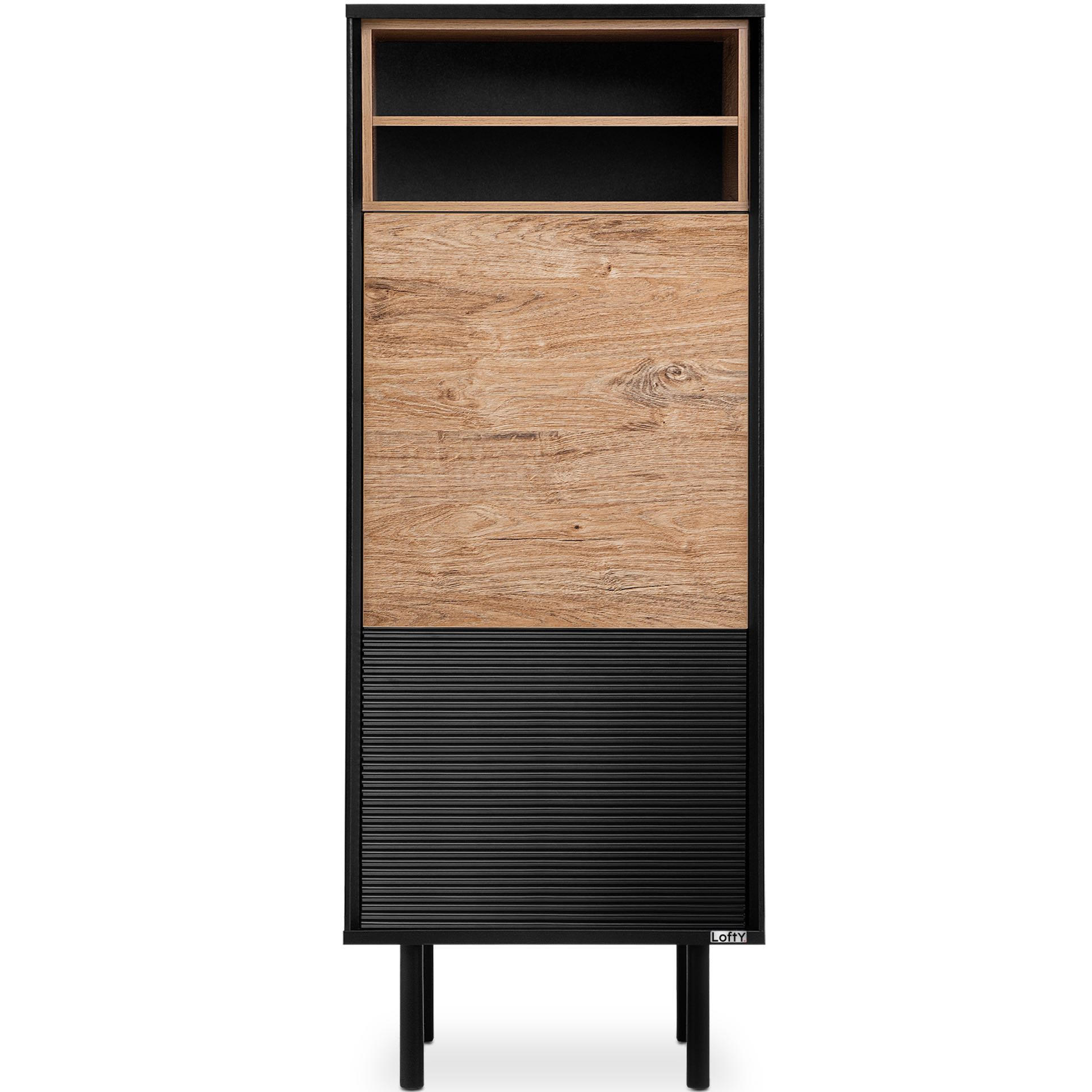 REGAL LOFTY TV/HiFi-Einlage, schwarz - Eichefarben/Multicolor, Holzwerkstoff (52/135/41cm) - KONSIMO®