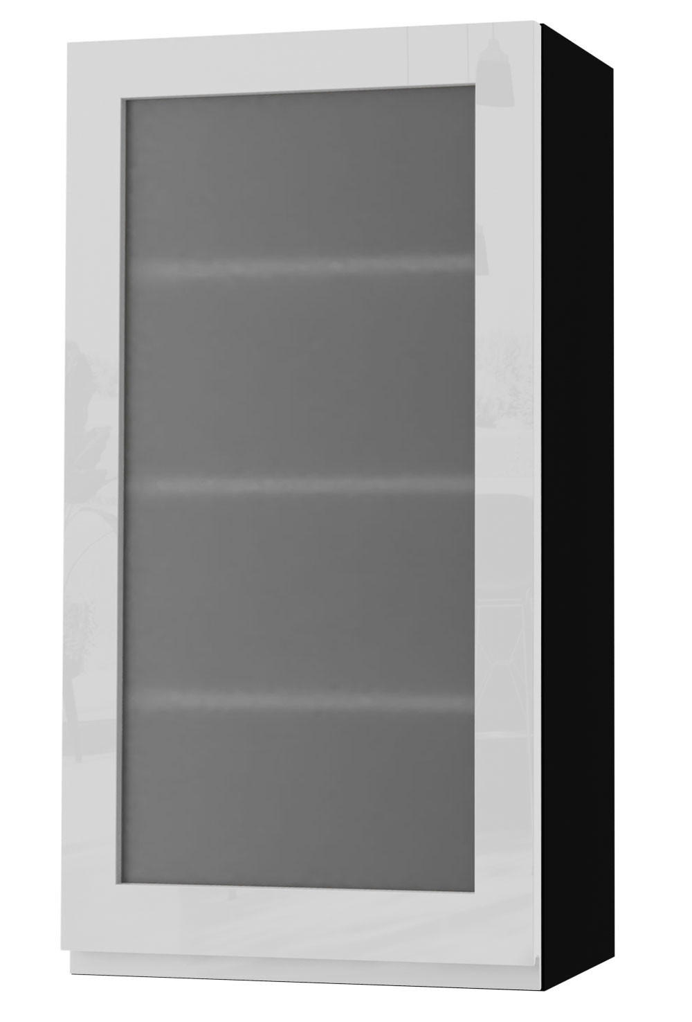 HÄNGESCHRANK Florence W4S/50 Schwarz / RAL 9003 signalweiß HG 50 / 32,5 / 96cm - Türanschlag links - Weiß Hochglanz/Schwarz, Holz/Holzwerkstoff (50/96/32.5cm) - Feldmann-Wohnen