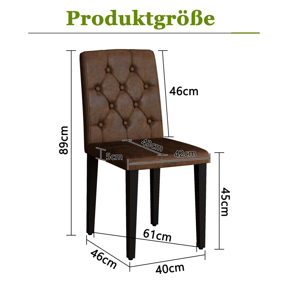 STUHL-SET DE-36651 4 Stück mit Velours-Optik und Metallbeinen Braun - Braun, Metall (46/89/42cm) - ComfortXL