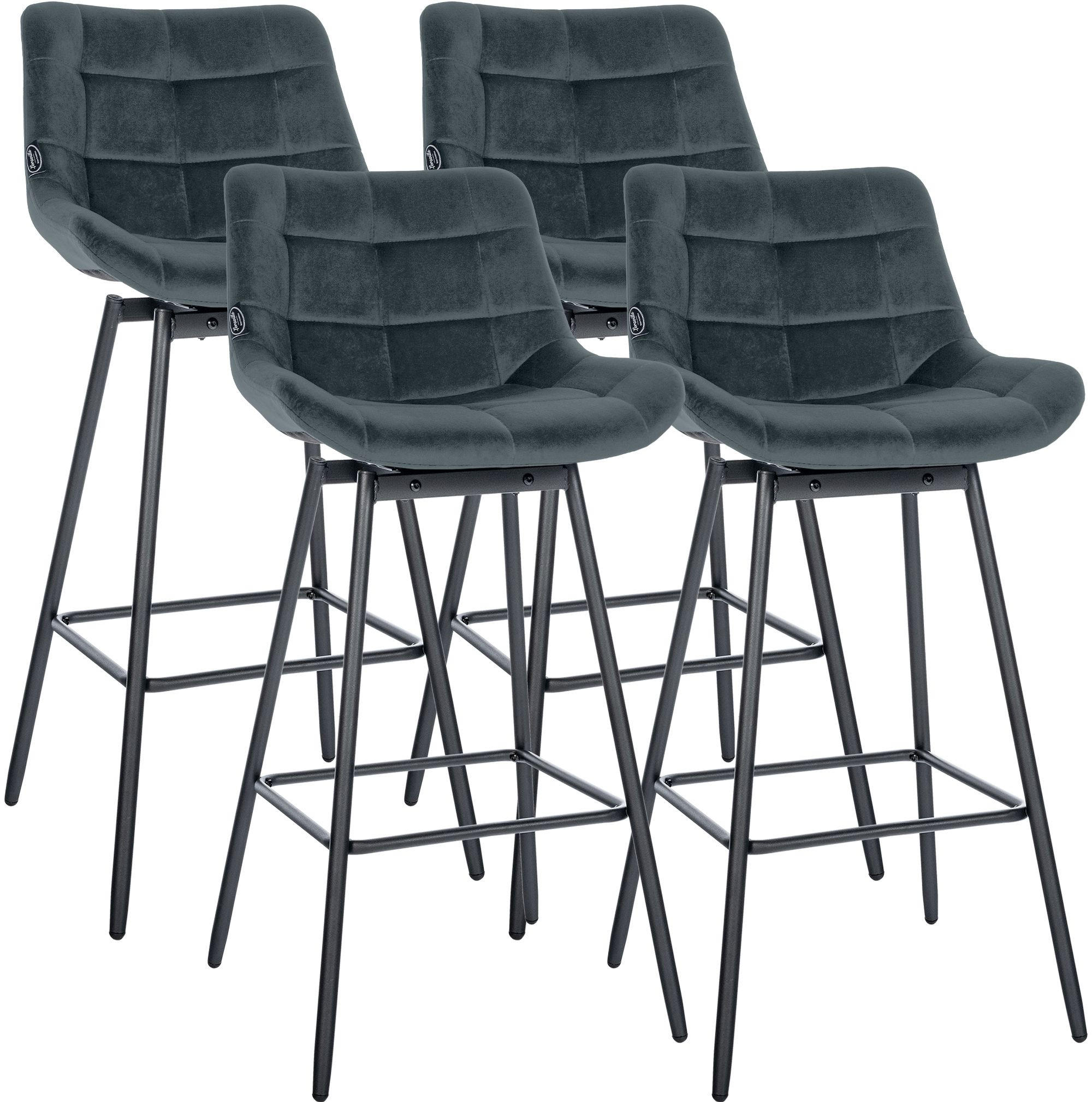 BARHOCKER 4 Samt Dunkelgrau - Dunkelgrau/Schwarz, Textil/Metall (49/105/56cm) - CLP