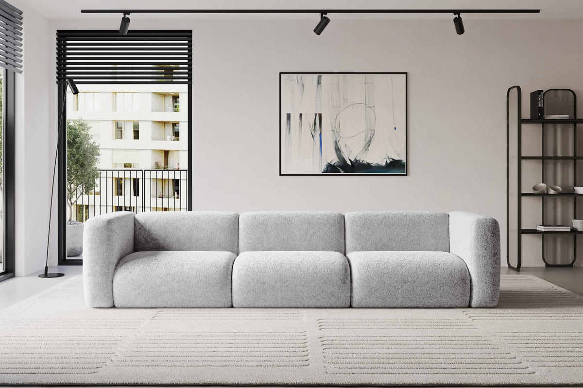 MODULÁRNÍ pohovka MIRA-S2, 3místná, 319 × 89 × 70 cm, šedá, velur - šedá/černá, kompozitní dřevo/textil (319/70/89cm) - ALTDECOR