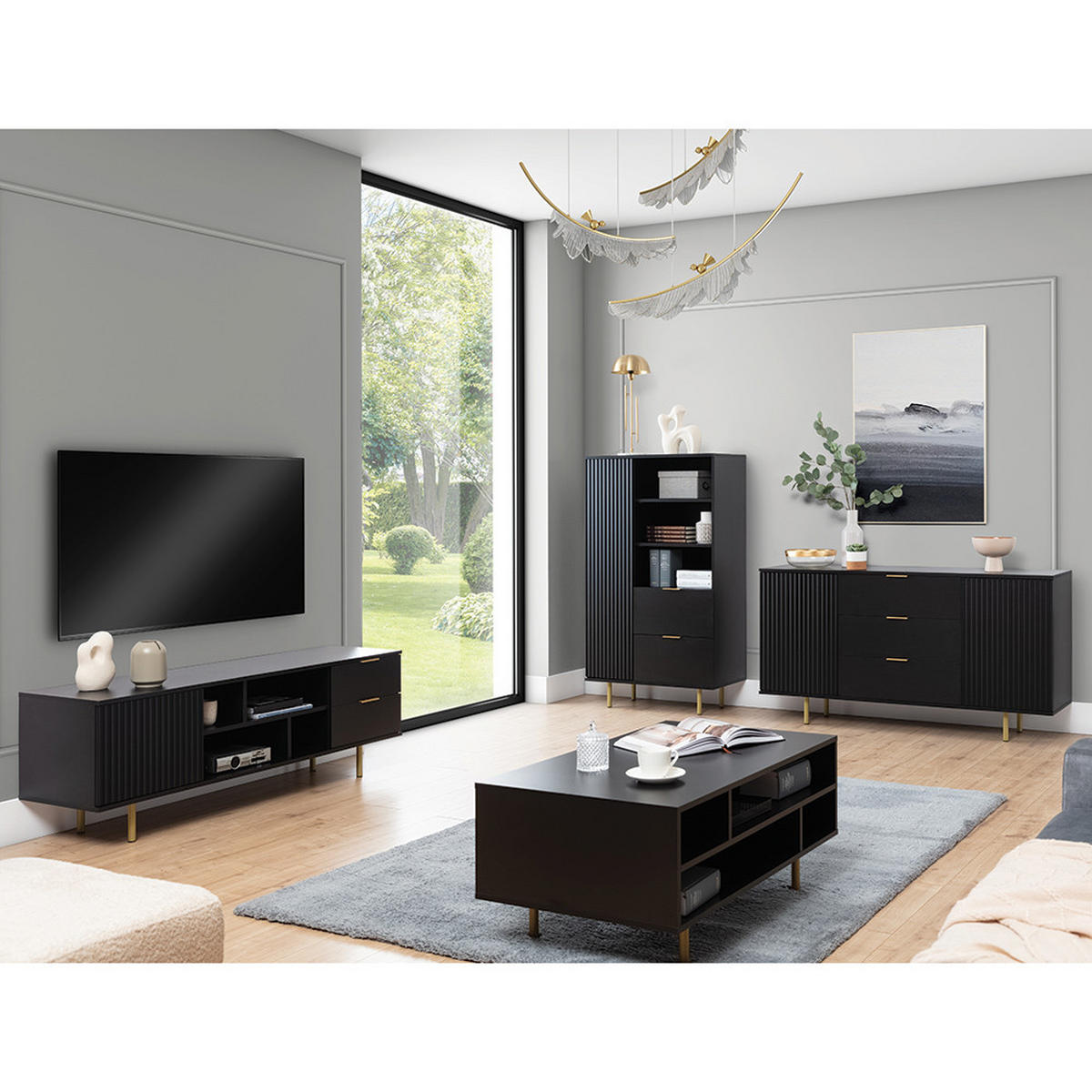 LOWBOARD Nador-132 - Schwarz, Holzwerkstoff (150/52/41cm) - Lomado