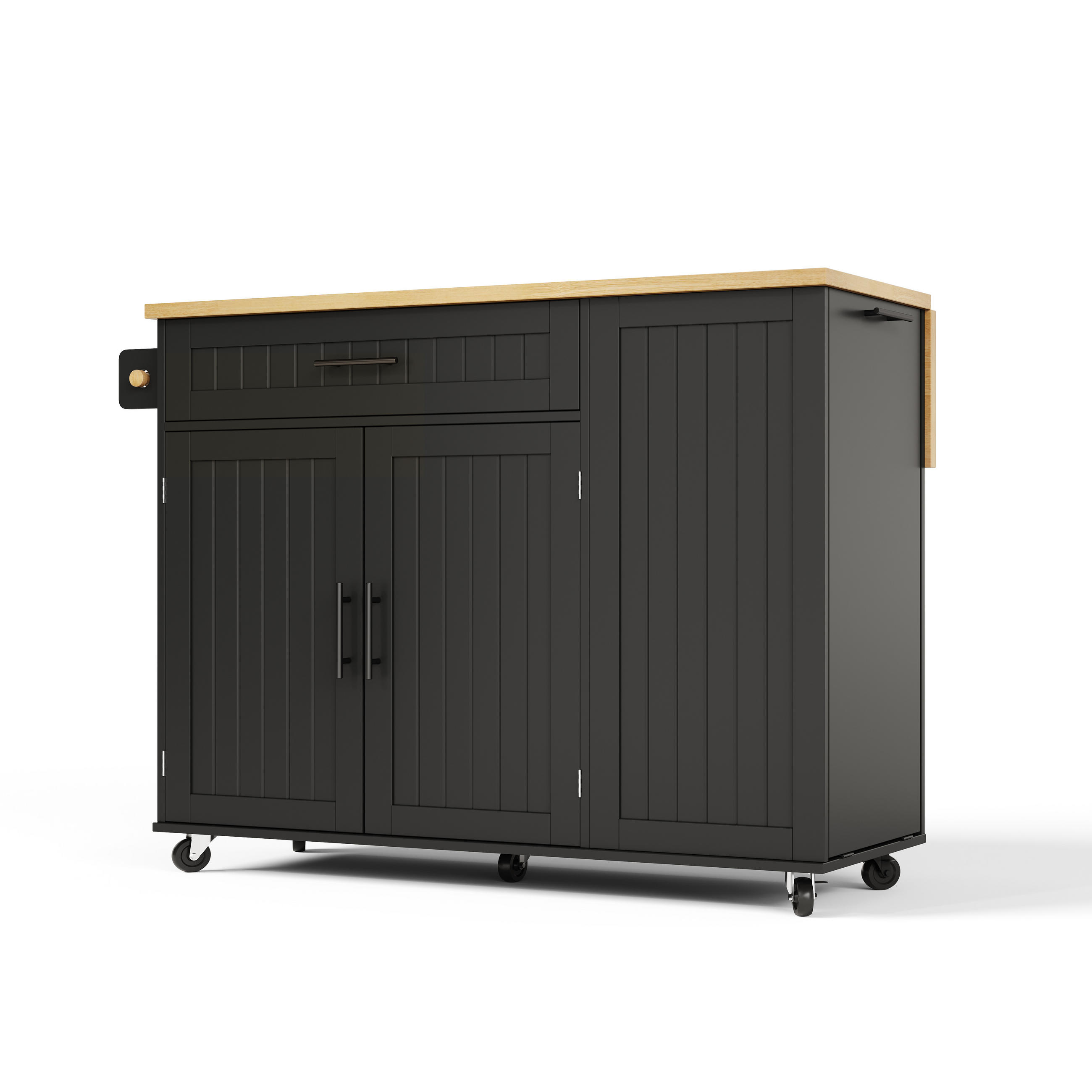 KÜCHENINSEL DE-41363 130/45-70/93 cm, mit Mülleimerschrank Schwarz - Schwarz, Holzwerkstoff (130/93/70cm) - ComfortXL
