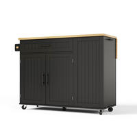 KÜCHENINSEL DE-41363 130/45-70/93 cm, mit Mülleimerschrank Schwarz - Schwarz, Holzwerkstoff (130/93/70cm) - ComfortXL