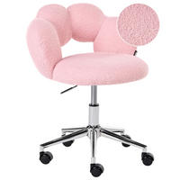 SCHREIBTISCHSTUHL Bouclé Rosa Whizzy - Pink/Silberfarben, Textil/Metall (59/64/50cm) - Beliani