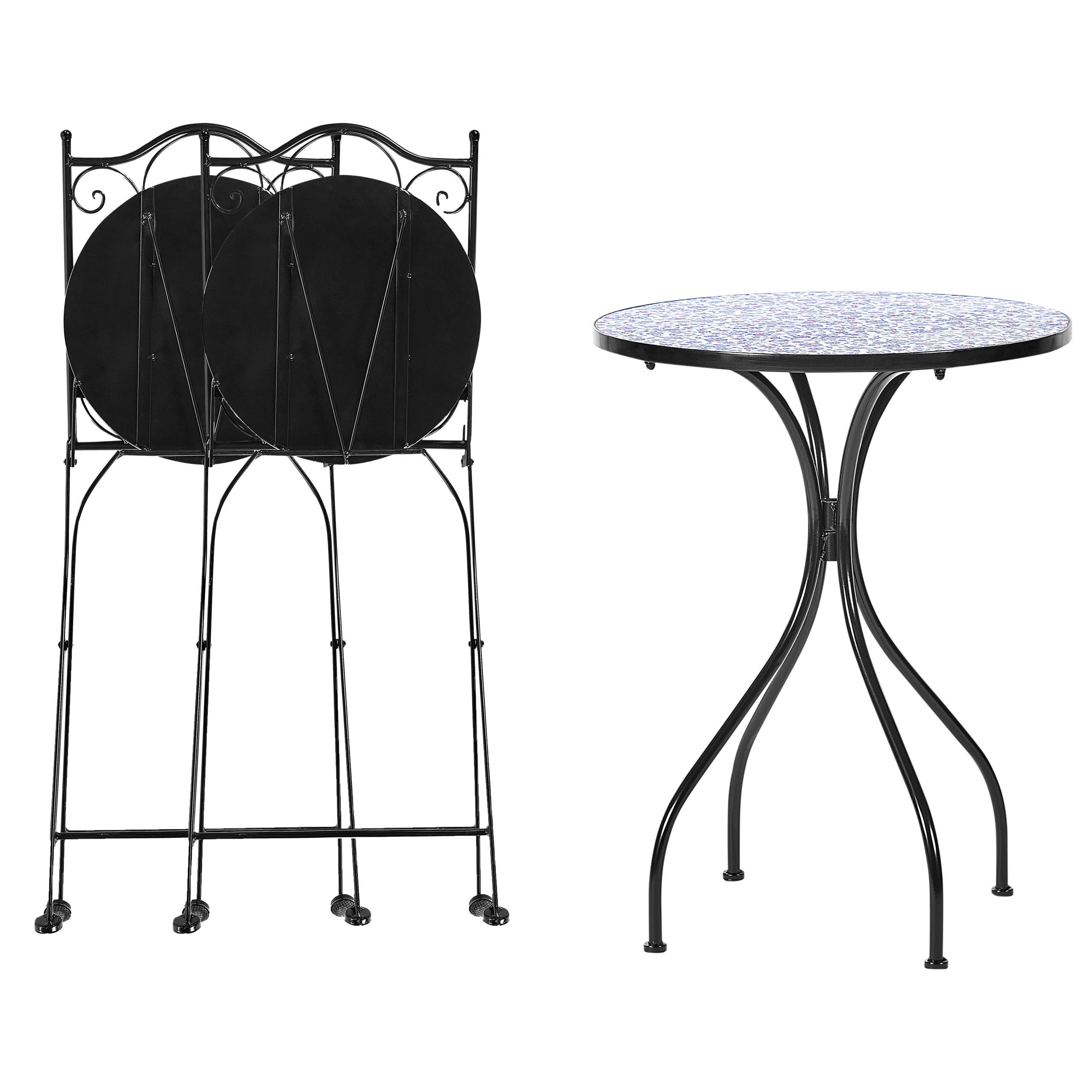 BALKONSET 2-Sitzer schwarz Camprena - Schwarz/Weiß, Metall - Beliani