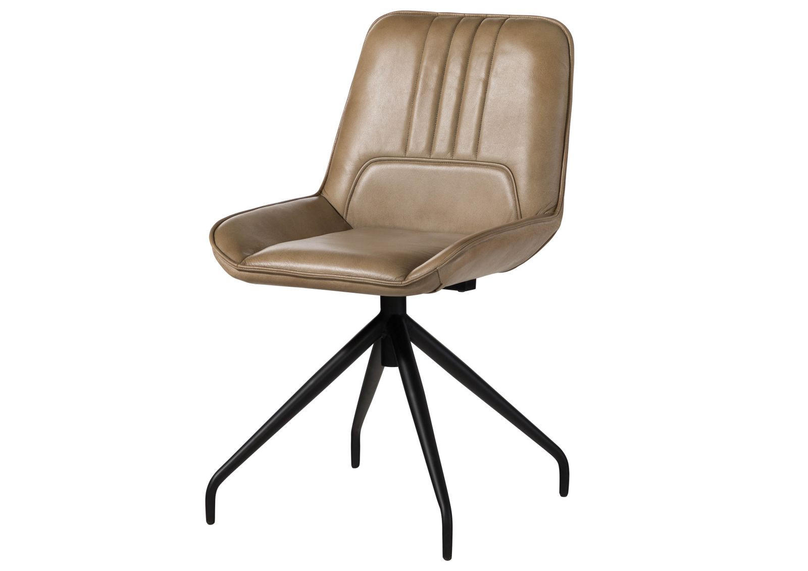STUHL Echtleder 49 x 56 x 83 cm beige IRON LABEL #610 - Beige, Leder (49/83/56cm) - Massivmoebel24