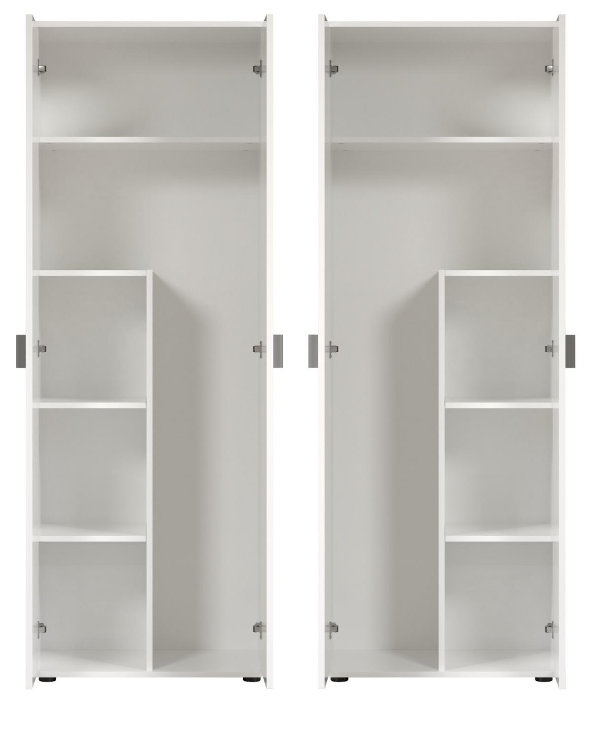 GARDEROBENSCHRANK weiß 60 x 176 cm, Mehrzweckschrank mit viel Stauraum - Silberfarben/Weiß, Holzwerkstoff/Kunststoff (60/176/35cm) - Top.Furn