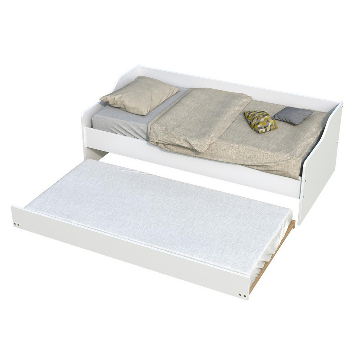 AUSZIEHBETT SWEET und Bettschublade/ Bett 2x90x200 - Weiß - Weiß, Holzwerkstoff (90/200cm) - Weber Industries