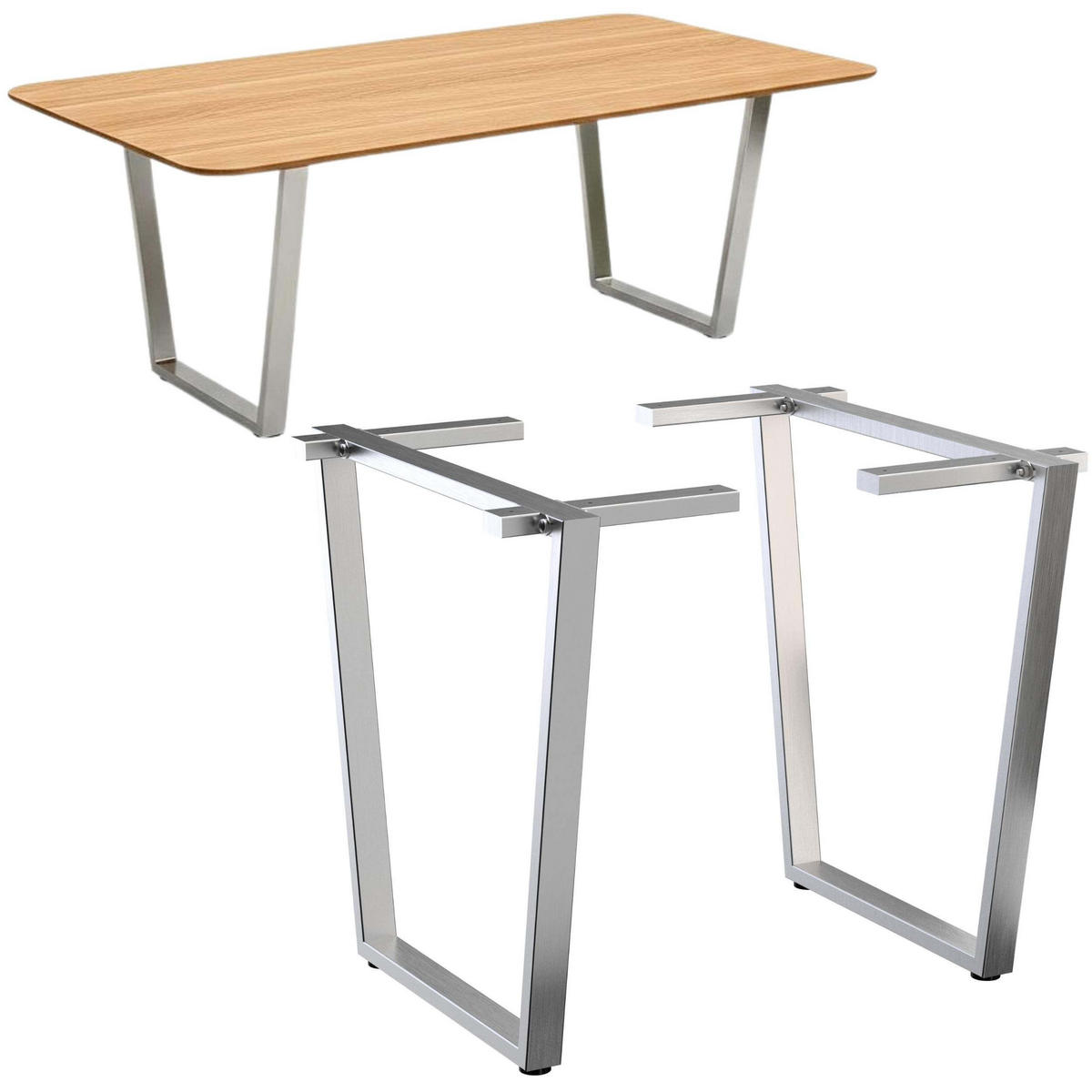 TISCHBEINE Edelstahl 72 x 72 cm Tischgestell Höhenverstellbar 96679 Tischfüße Möbelfüße - Schwarz, Metall (72/72/5cm) - DanDiBo