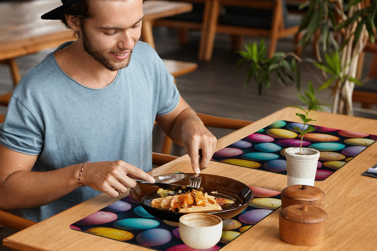 PLATZSETS 6er-Set Bunt - Ostereier - Spritzer Placemats 45x30 cm - Multicolor, Kunststoff (0.3/45/30cm) - MuchoWow