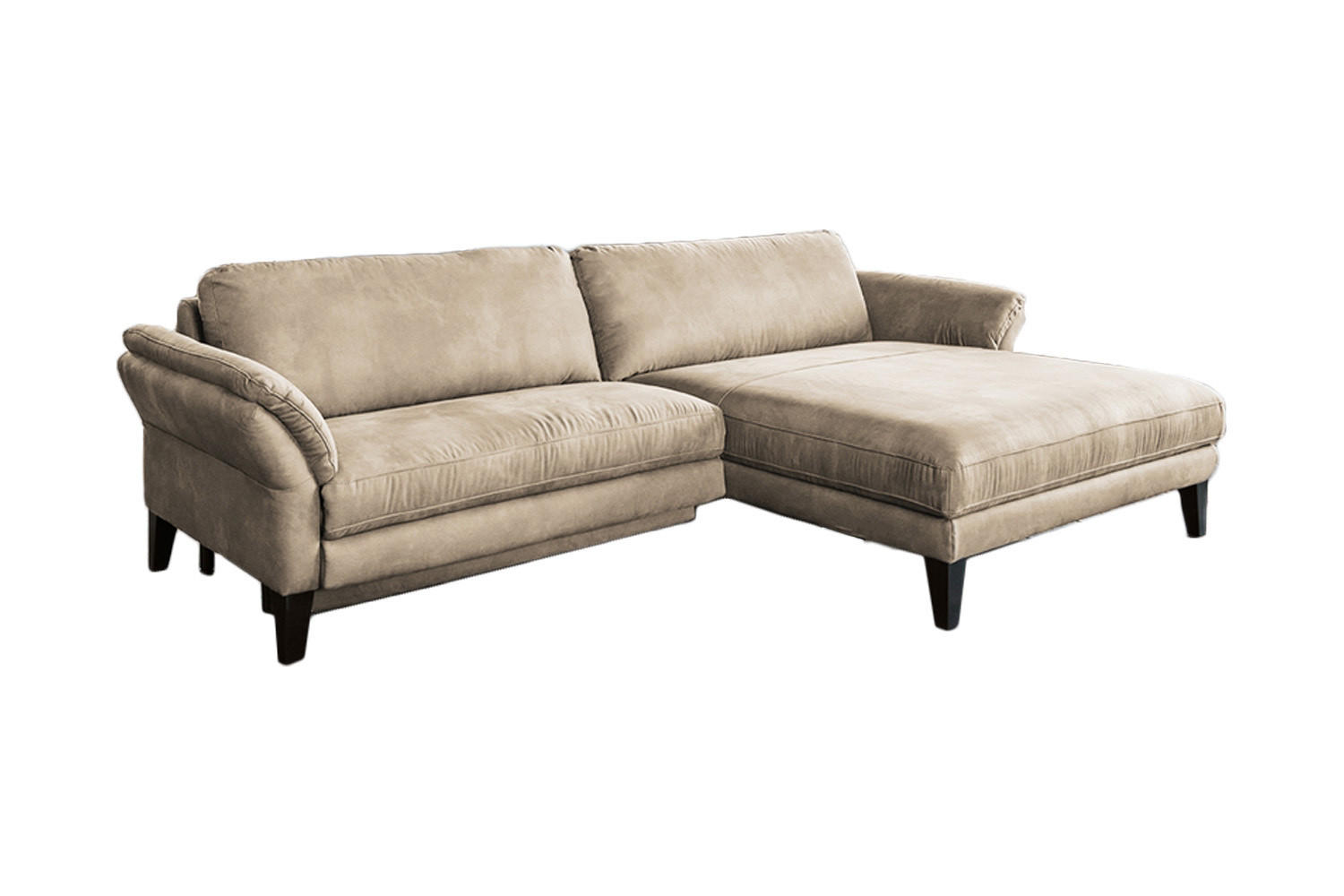 ECKSOFA MIT MOTORISCHER RELAXFUNKTION MALTA Beige Webstoff - Beige/Schwarz, Buchenholz/Textil (302/175cm) - KAWOLA