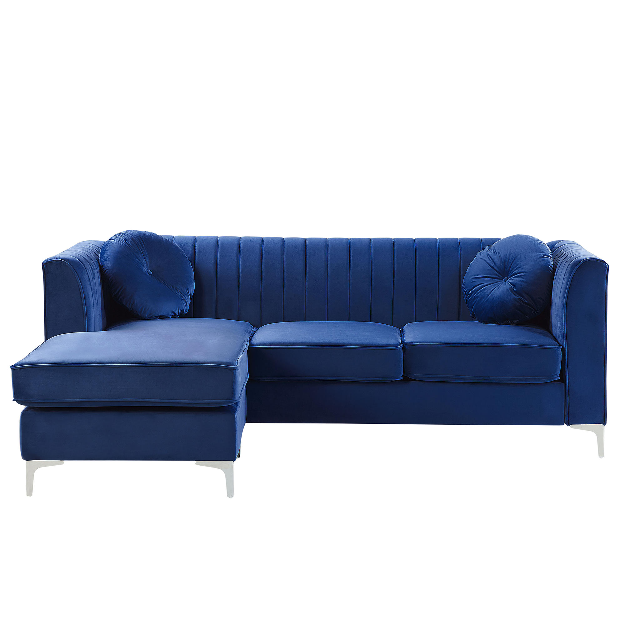ECKSOFA Samtstoff Marineblau linksseitig Timra - Hellblau, Textil (220/160cm) - Beliani