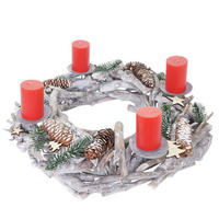 ADVENTSKRANZ XXL RUND HOLZ KERZEN ROT Weiß, Rot - Rot/Weiß, Holz (48/11cm) - MCW