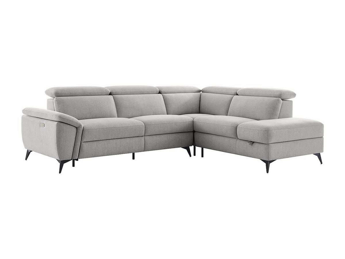 RELAXSOFA - 5 Personen - stoff - hellgrau Cadilo - Hellgrau, Textil/Metall (279/83/221cm) - Vente-Unique