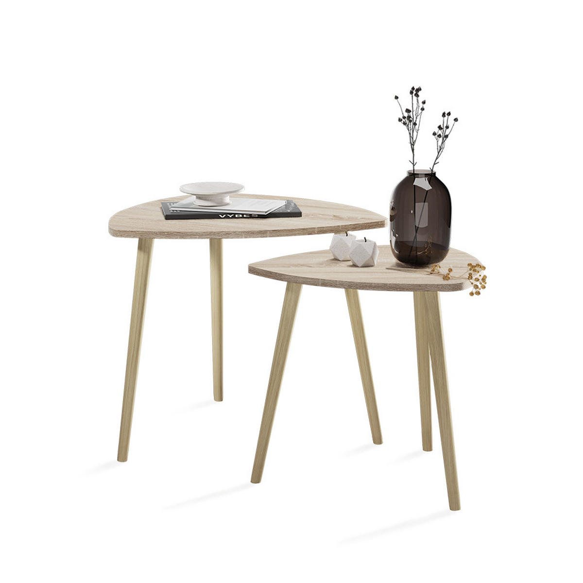 COUCHTISCH Twino Sonoma 48 x 45 cm 2er Set - Sonoma Eiche, Holzwerkstoff (48/48/45cm) - Vicco