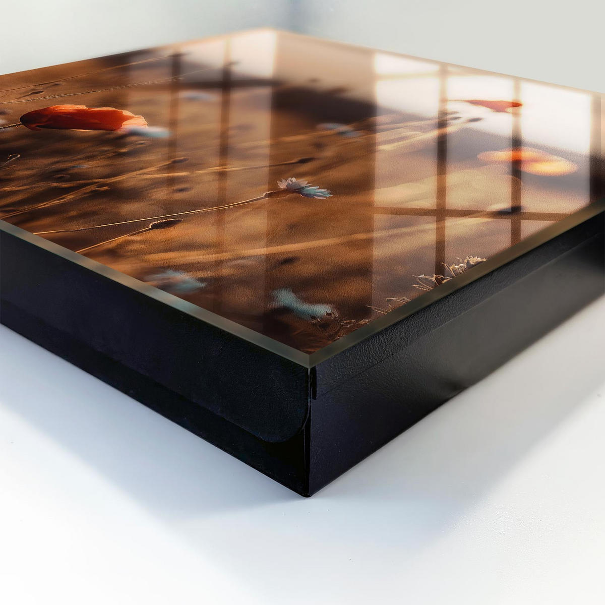 SCHLÜSSELBOX Schwarz 30x30 cm- Türöffnung nach rechts - Mohnfelder - Braun, Metall (30/30/5cm) - TULUP