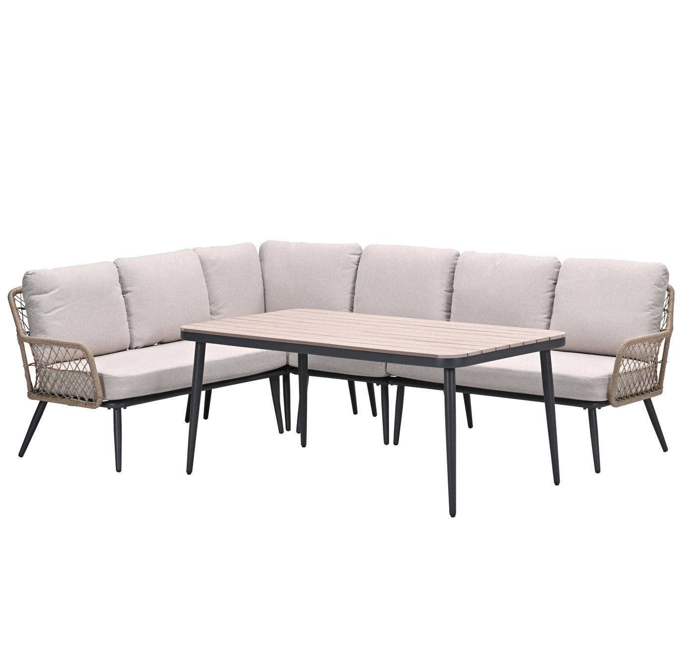 GARTENLOUNGESET Allasio 5-tlg., Premium Dining Set, Gartenmöbelset - Anthrazit, Metall - GARDEN IMPRESSIONS