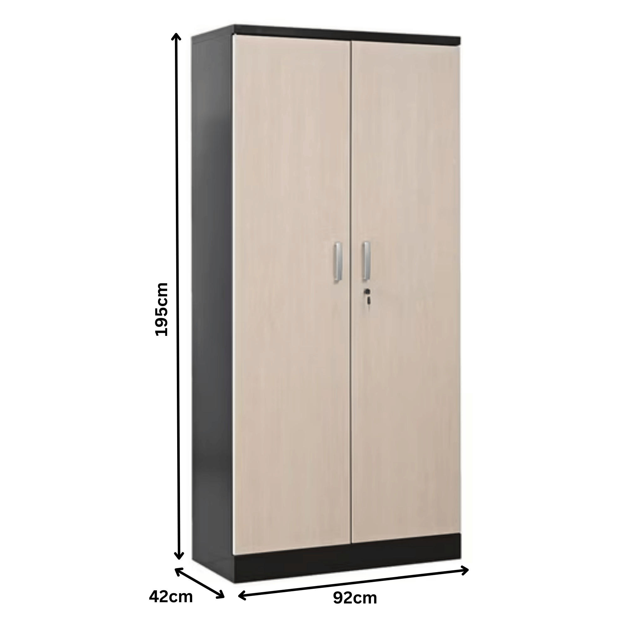 AKTENSCHRANK Beetle 4 Fachböden 195x92x42 cm Schwarz & Ahorn - Ahornfarben, Metall (92/195/42cm)