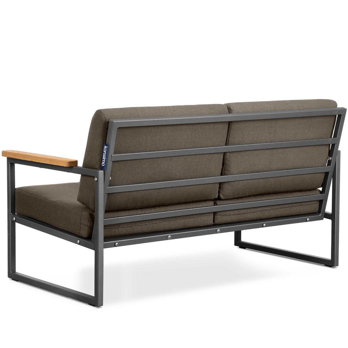 GARTENSOFA TRIBO 2-Personen ,Anthrazit|Beige - Anthrazit/Beige, Holz/Textil (130/65/60cm) - KONSIMO®