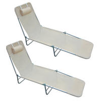 SONNENLIEGE Set aus 2 klappbaren mit 4-fach verstellbarer Rückenlehne, Beige - Beige, Metall (56/86/137cm) - Vallsero