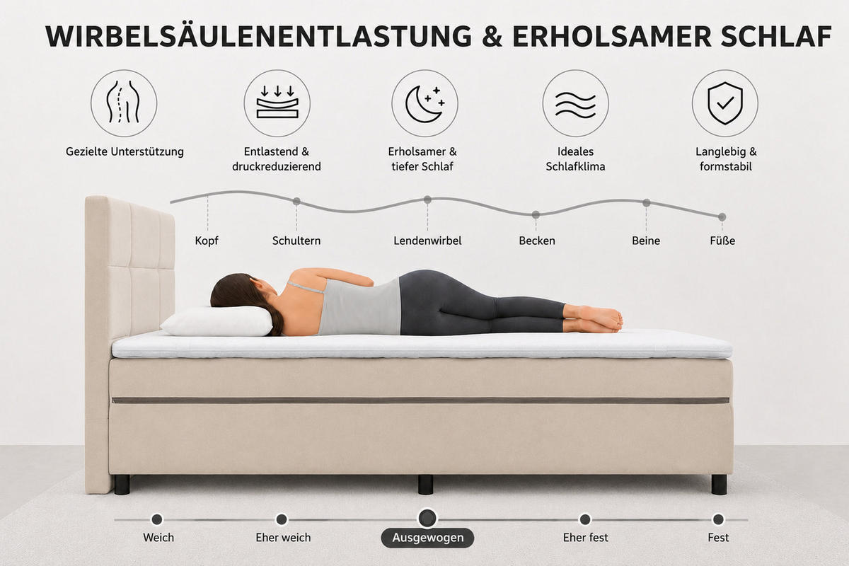 BOXSPRINGBETT Kansas, Polsterbett Maße: 140x200 cm, Farbe: Braun, Velourstoff, Doppelbett mit Bonell-Matratze H3 inkl. Topper - Braun, Holz/Kunststoff (140/200cm) - VENASI MÖBEL